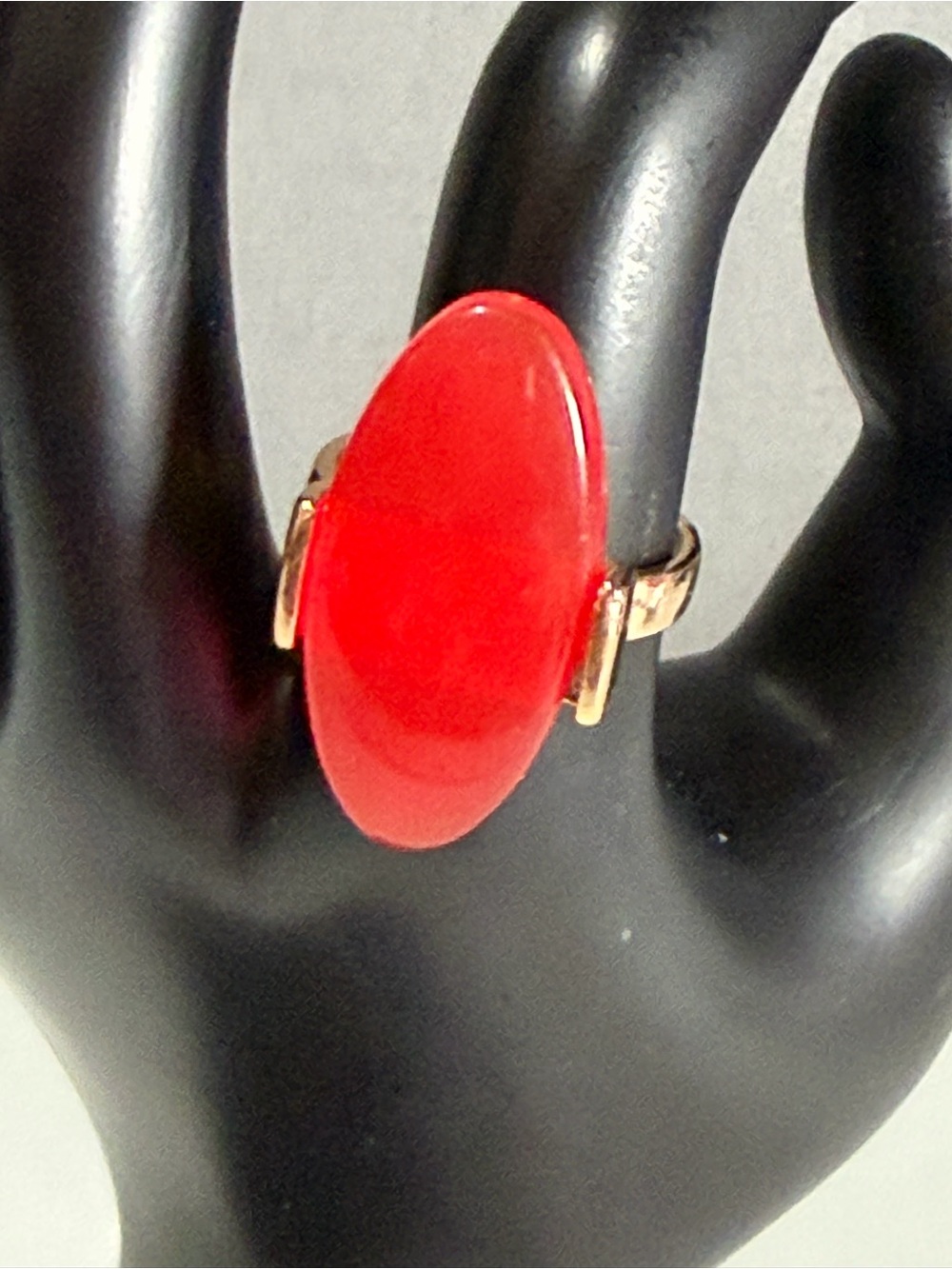Gold Band Red Oval Cocktail Ring by j.